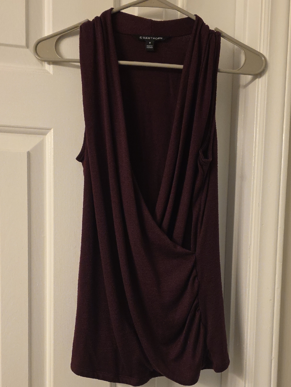41 Hawthorn Draped Sleeveless Wrap Top in Plum